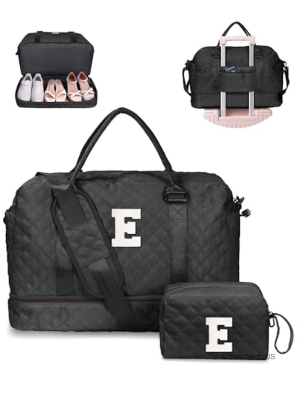 Personalized Initial Duffle Bag with Shoe Compartment and Wet Pocket Carry-On
